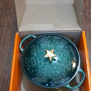 Le Creuset Emerald Green Covered Casserole with Gold Star Knob